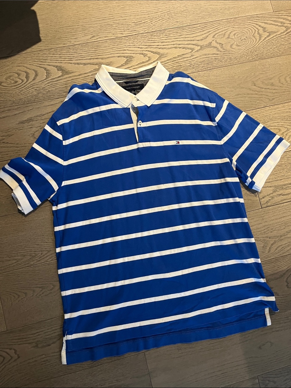 Tommy Hilfiger  Blue and White striped polo golf